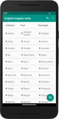 English irregular verbs android App screenshot 14